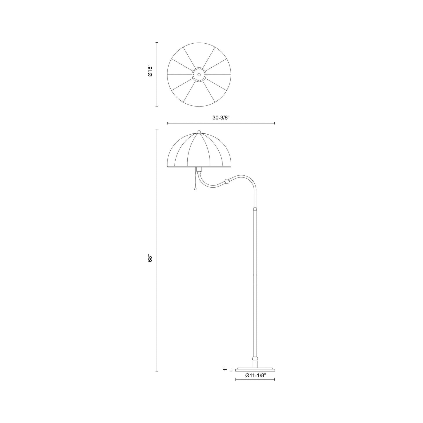 Crosby Floor Lamp - line drawing.