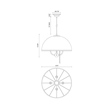 Crosby Pendant Light - line drawing.
