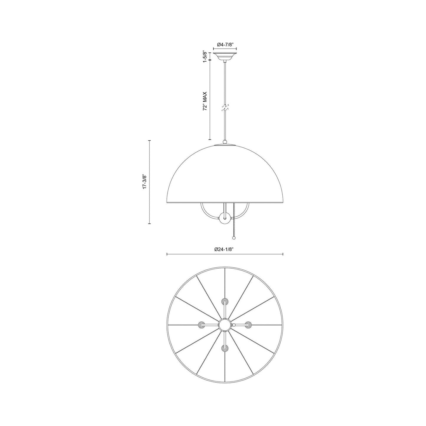 Crosby Pendant Light - line drawing.
