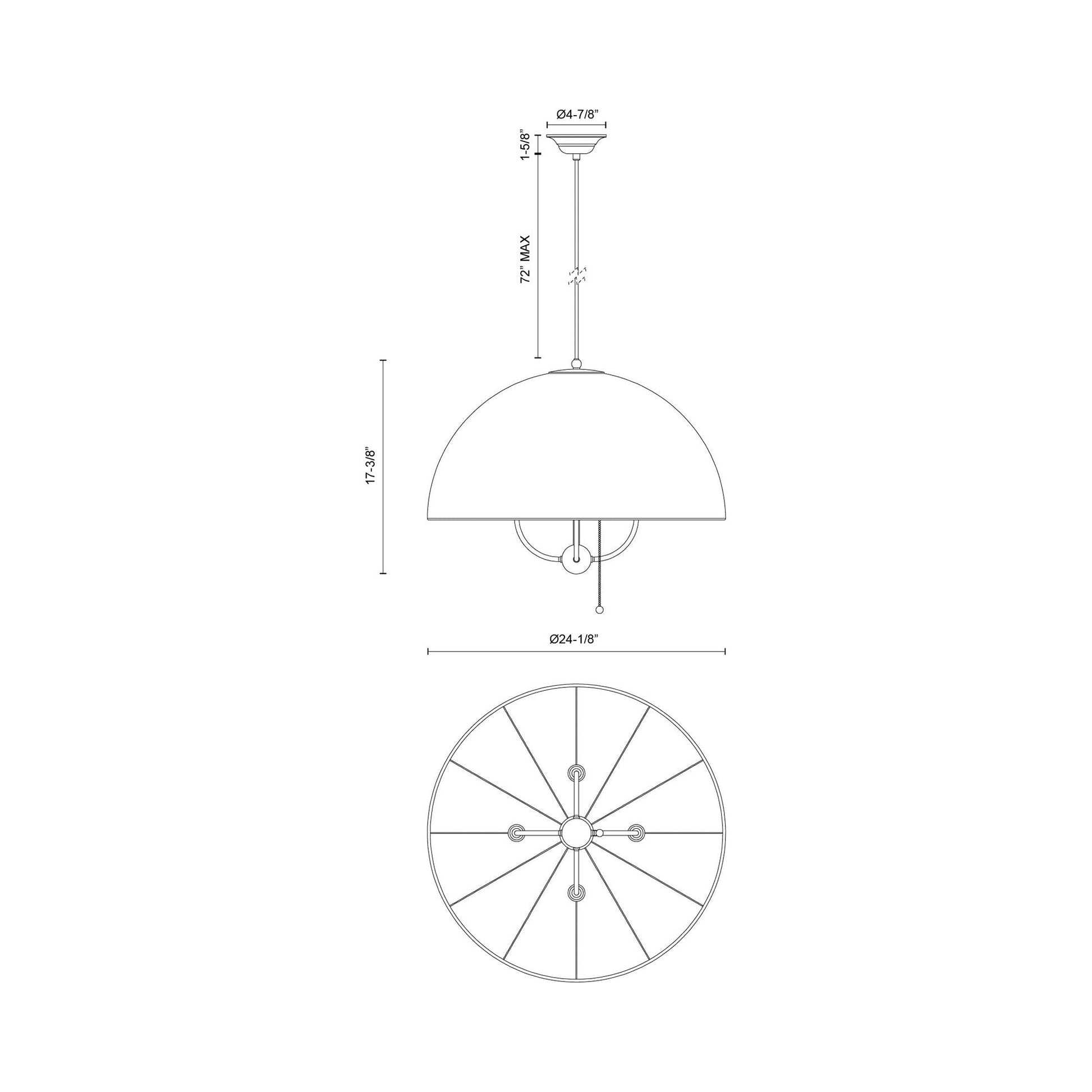 Crosby Pendant Light - line drawing.