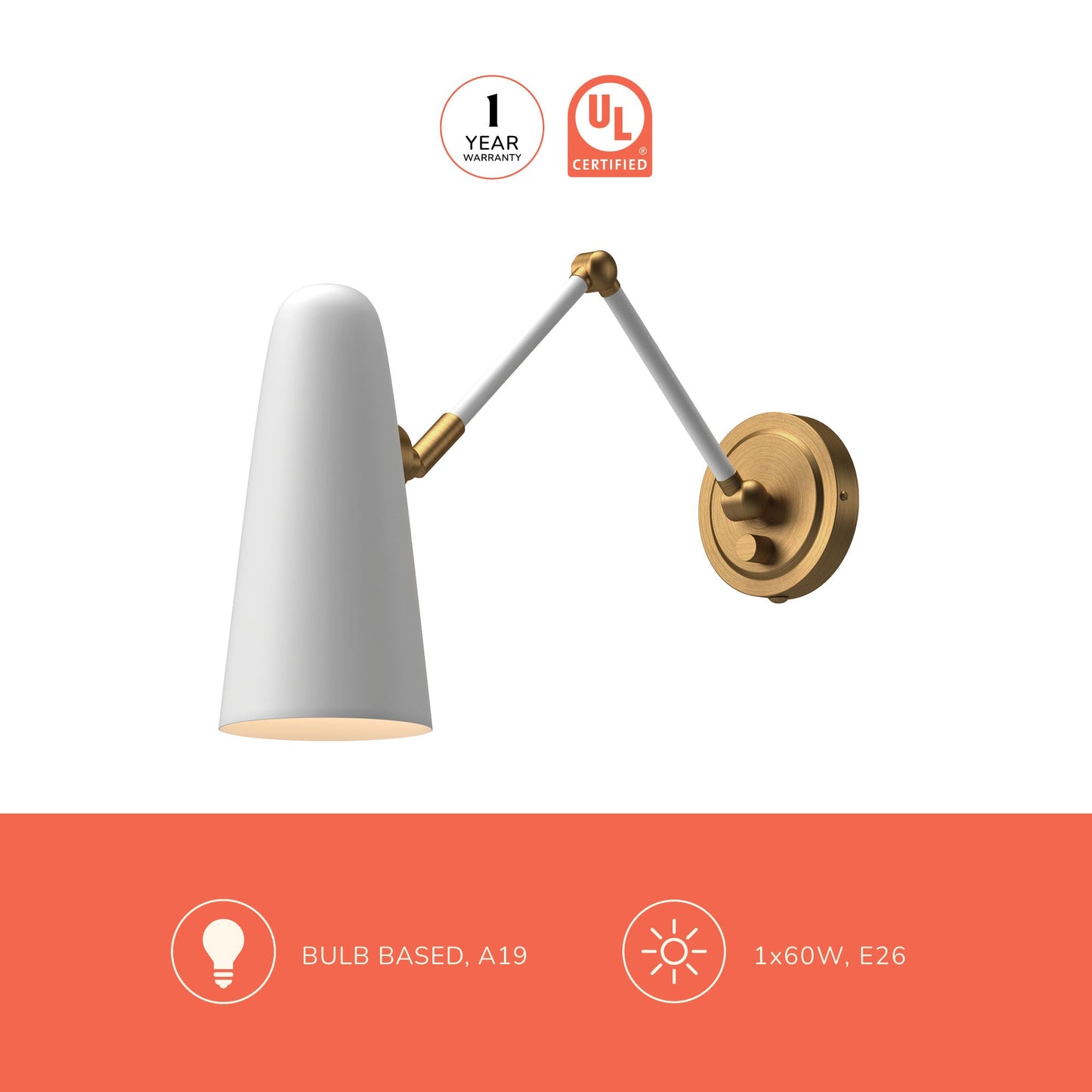 Daniel Adjustable Wall Light in Detail.