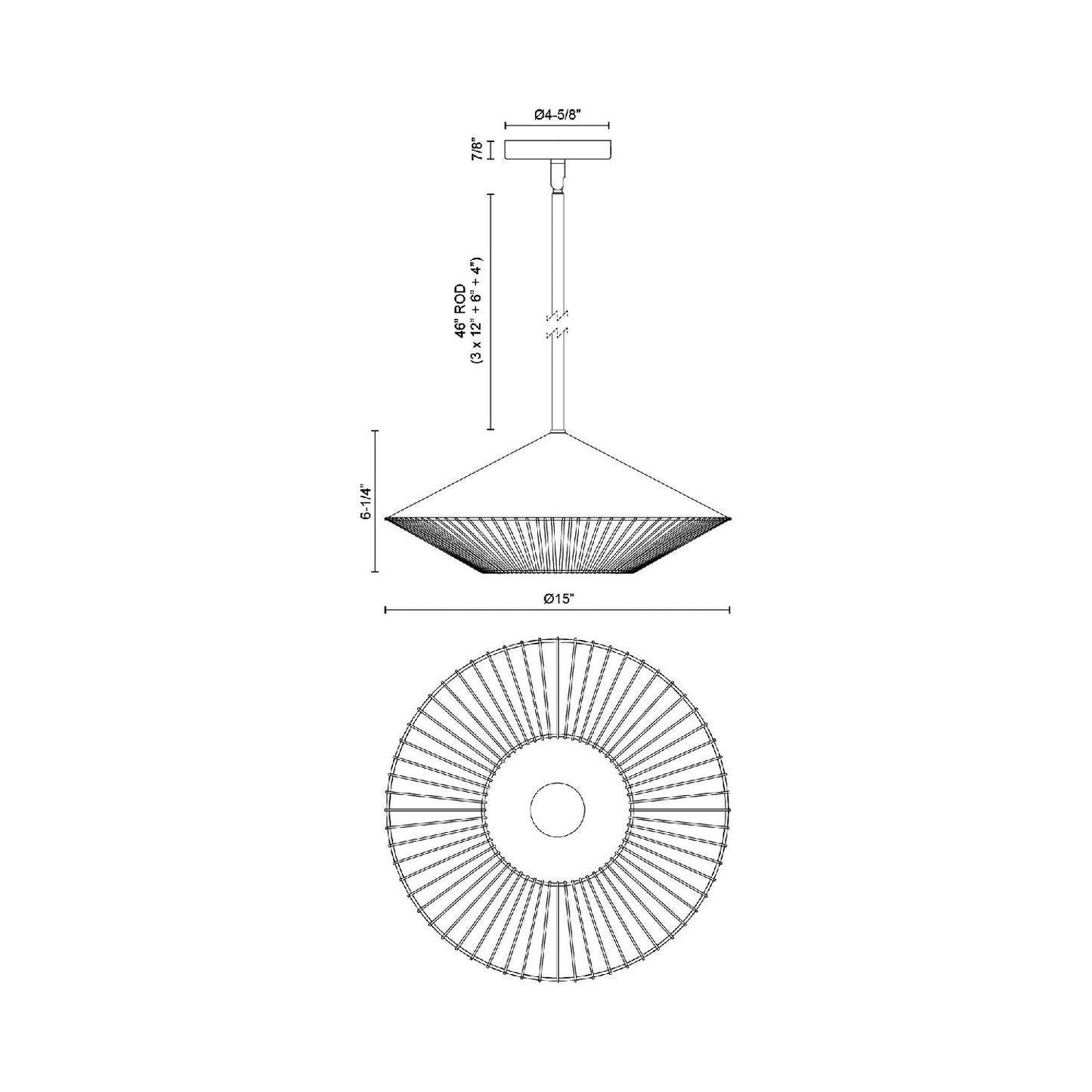 Daphne Pendant Light - line drawing.