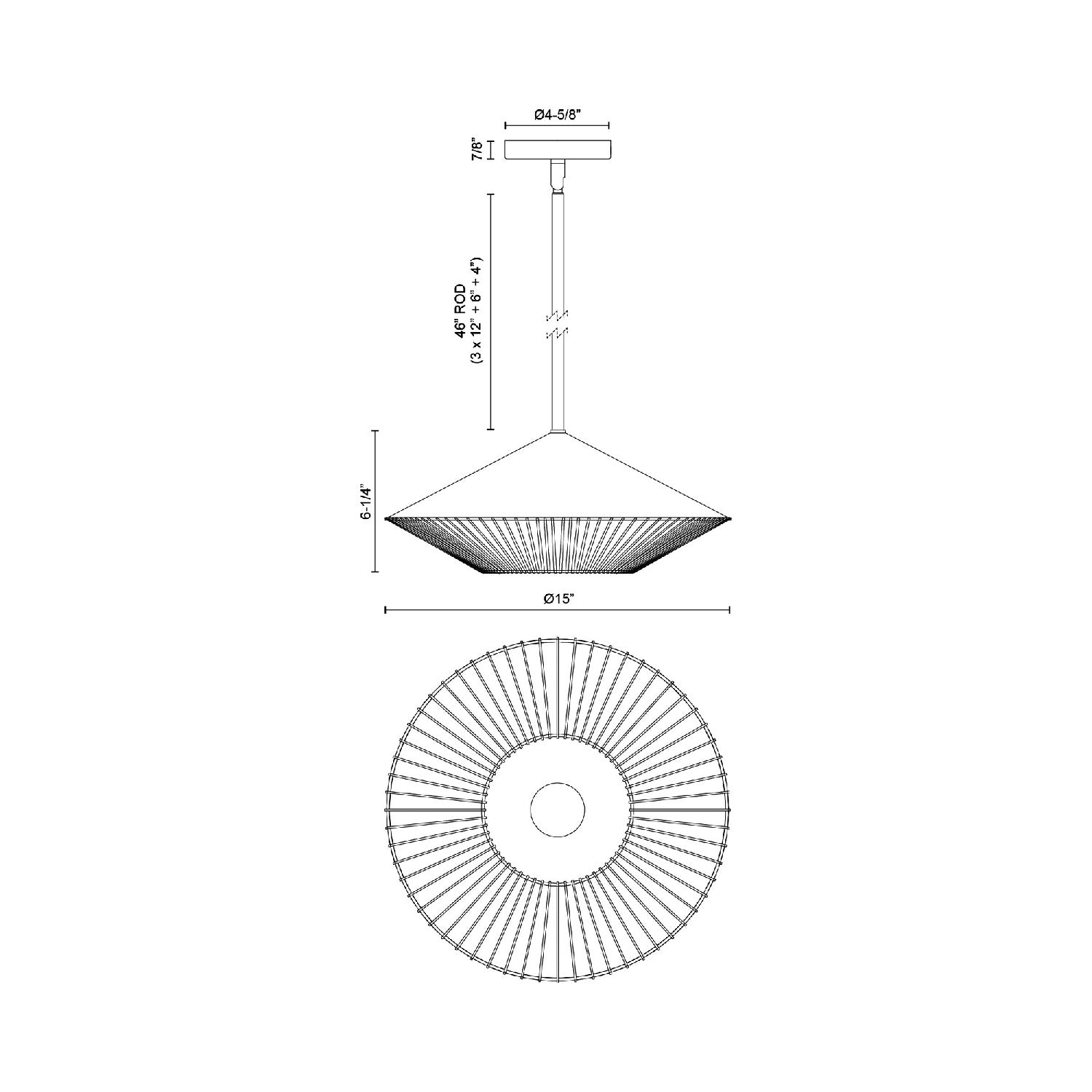 Daphne Pendant Light - line drawing.