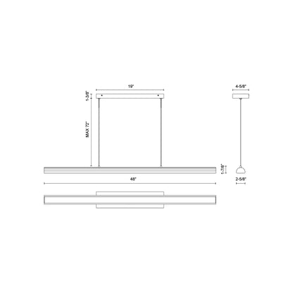 Dottie LED Linear Pendant Light - line drawing.