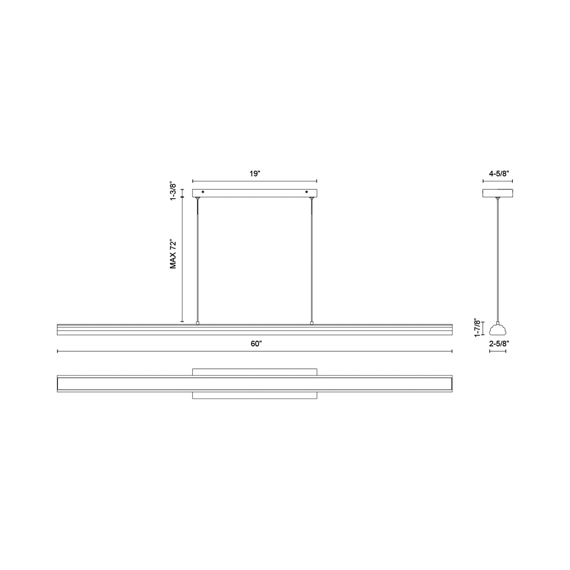 Dottie LED Linear Pendant Light - line drawing.