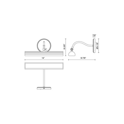 Dottie LED Picture Light - line drawing.