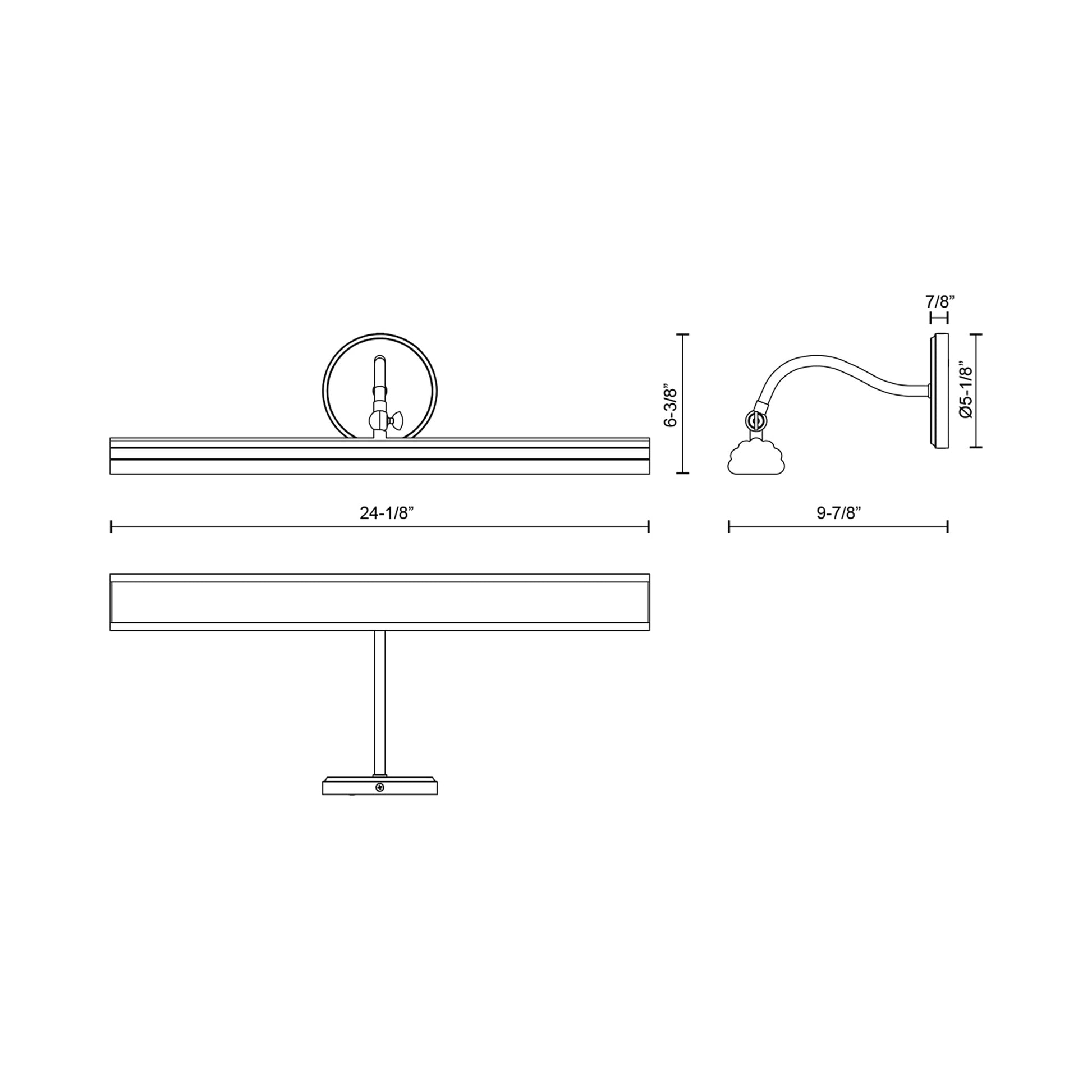 Dottie LED Picture Light - line drawing.
