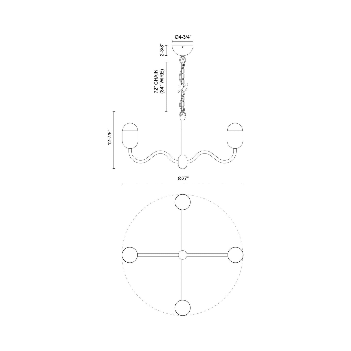 Effie Chandelier - line drawing.