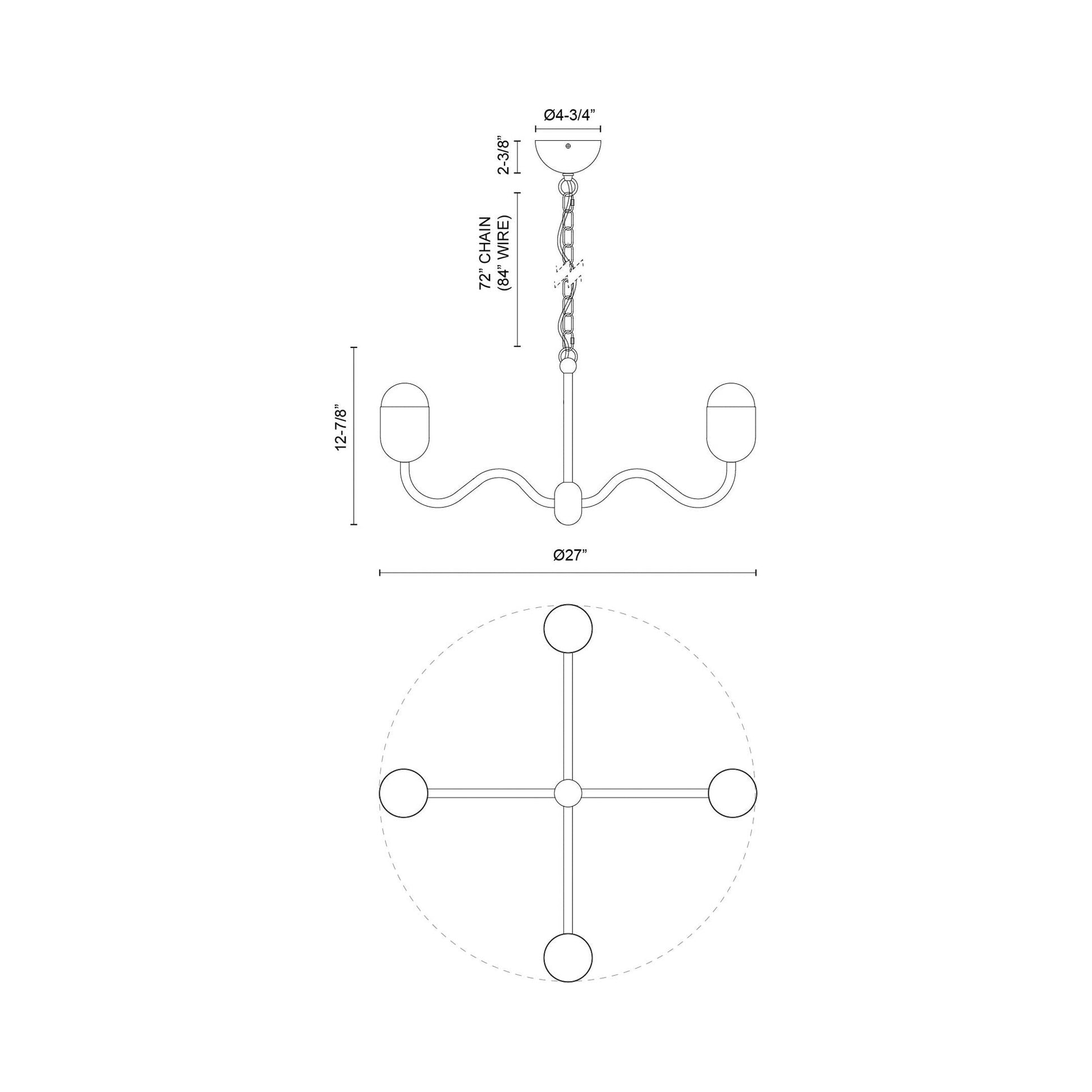 Effie Chandelier - line drawing.