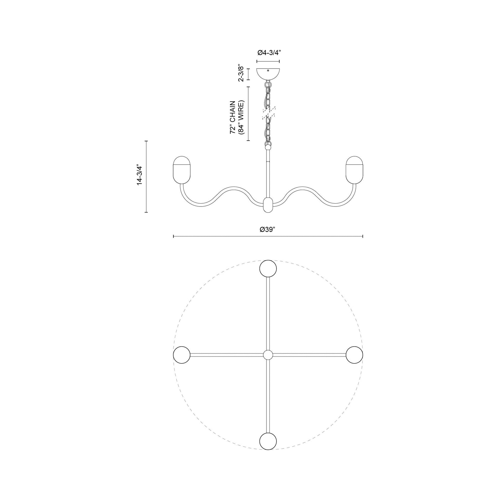 Effie Chandelier - line drawing.