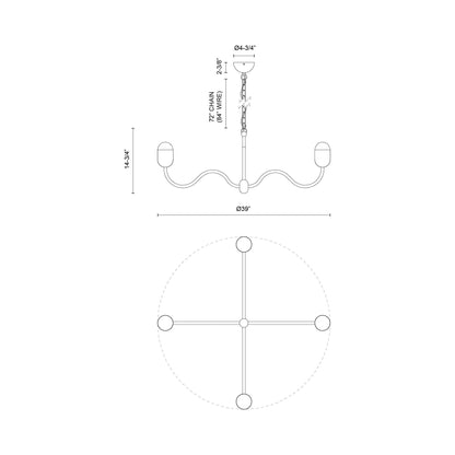 Effie Chandelier - line drawing.