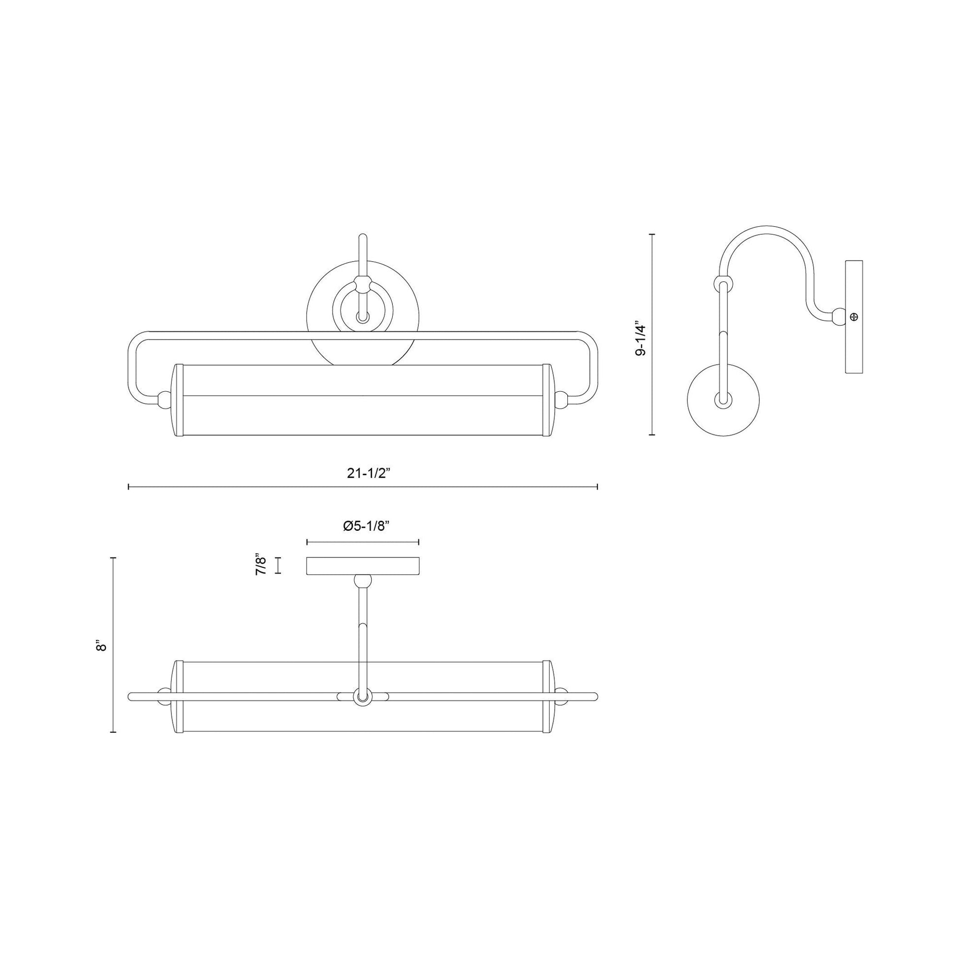 Ellen LED Picture Light - line drawing.