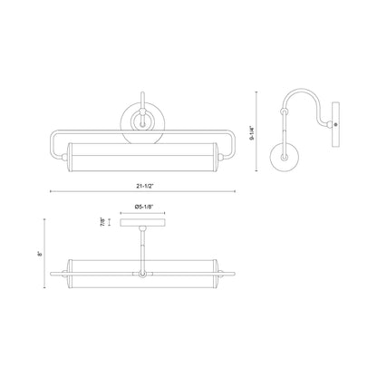 Ellen LED Picture Light - line drawing.