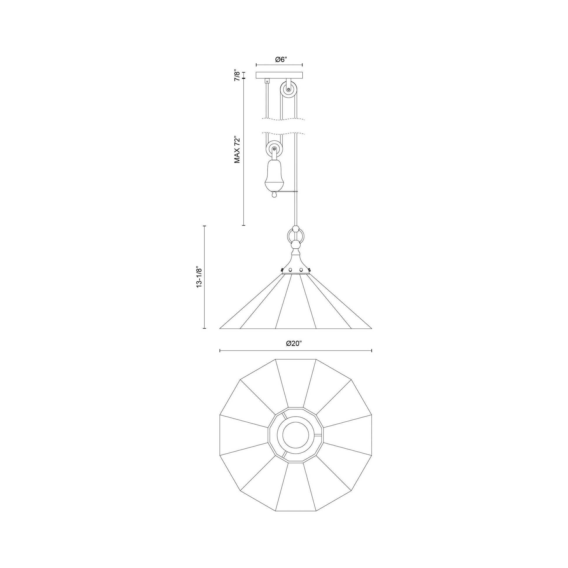 Ellen Pendant Light - line drawing.