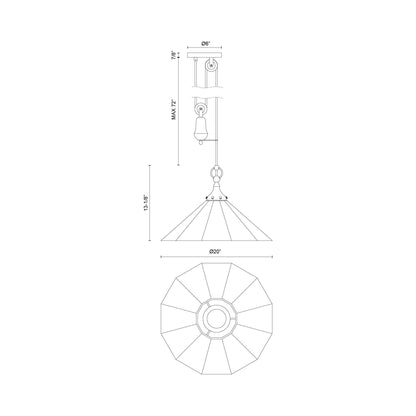 Ellen Pendant Light - line drawing.