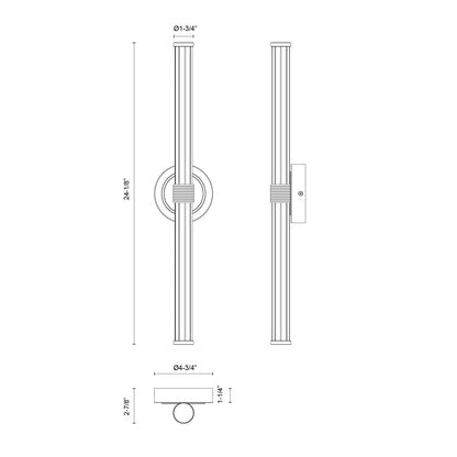 Elsie LED Bath Vanity Light - line drawing.