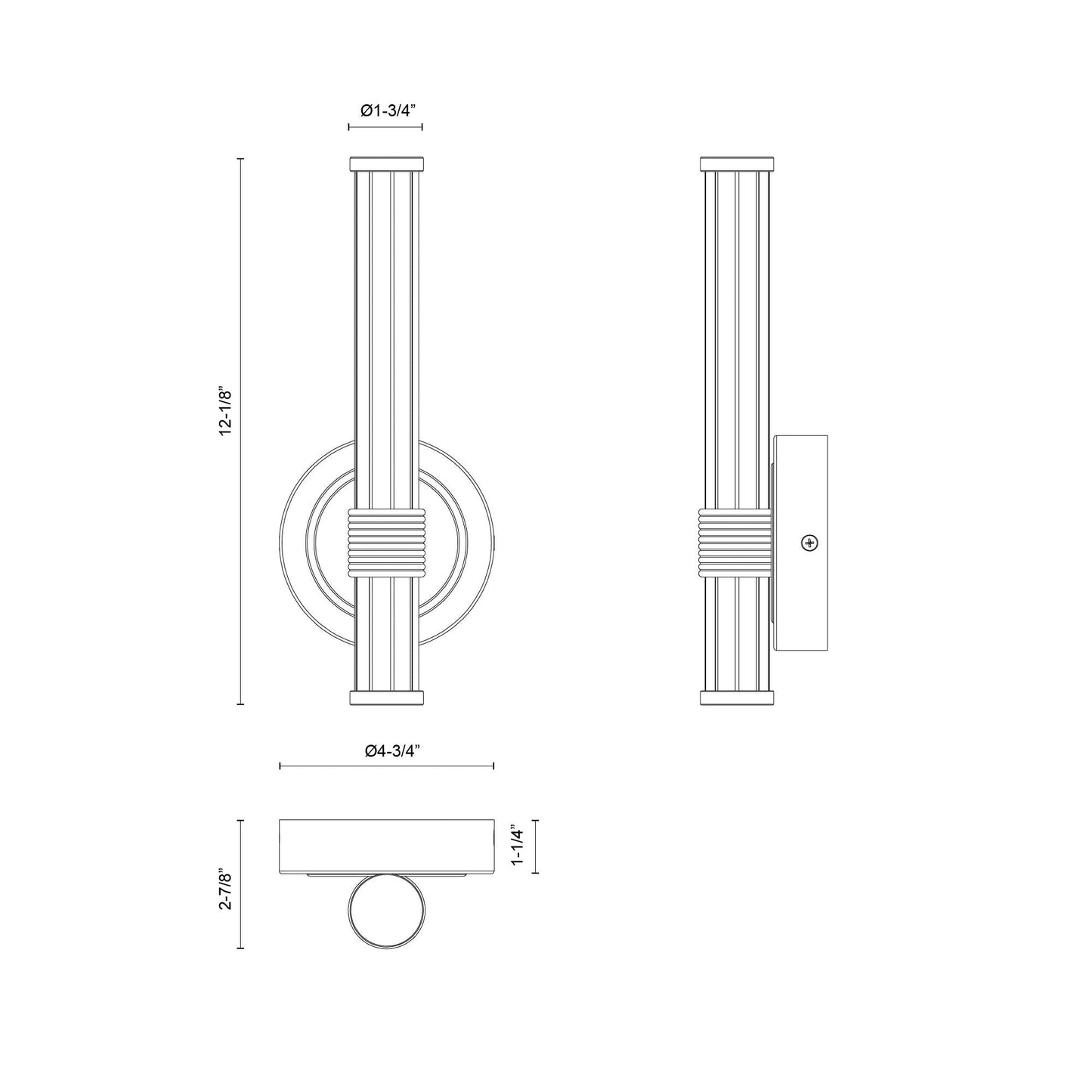 Elsie LED Bath Wall Light - line drawing.
