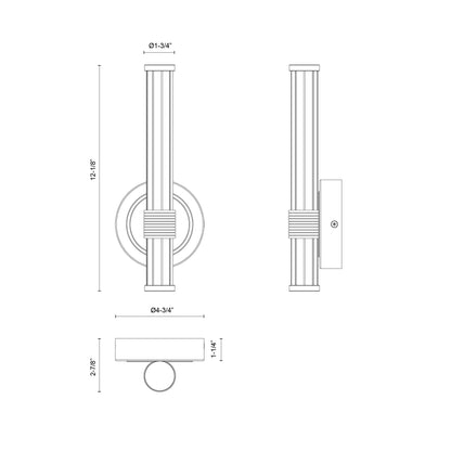 Elsie LED Bath Wall Light - line drawing.