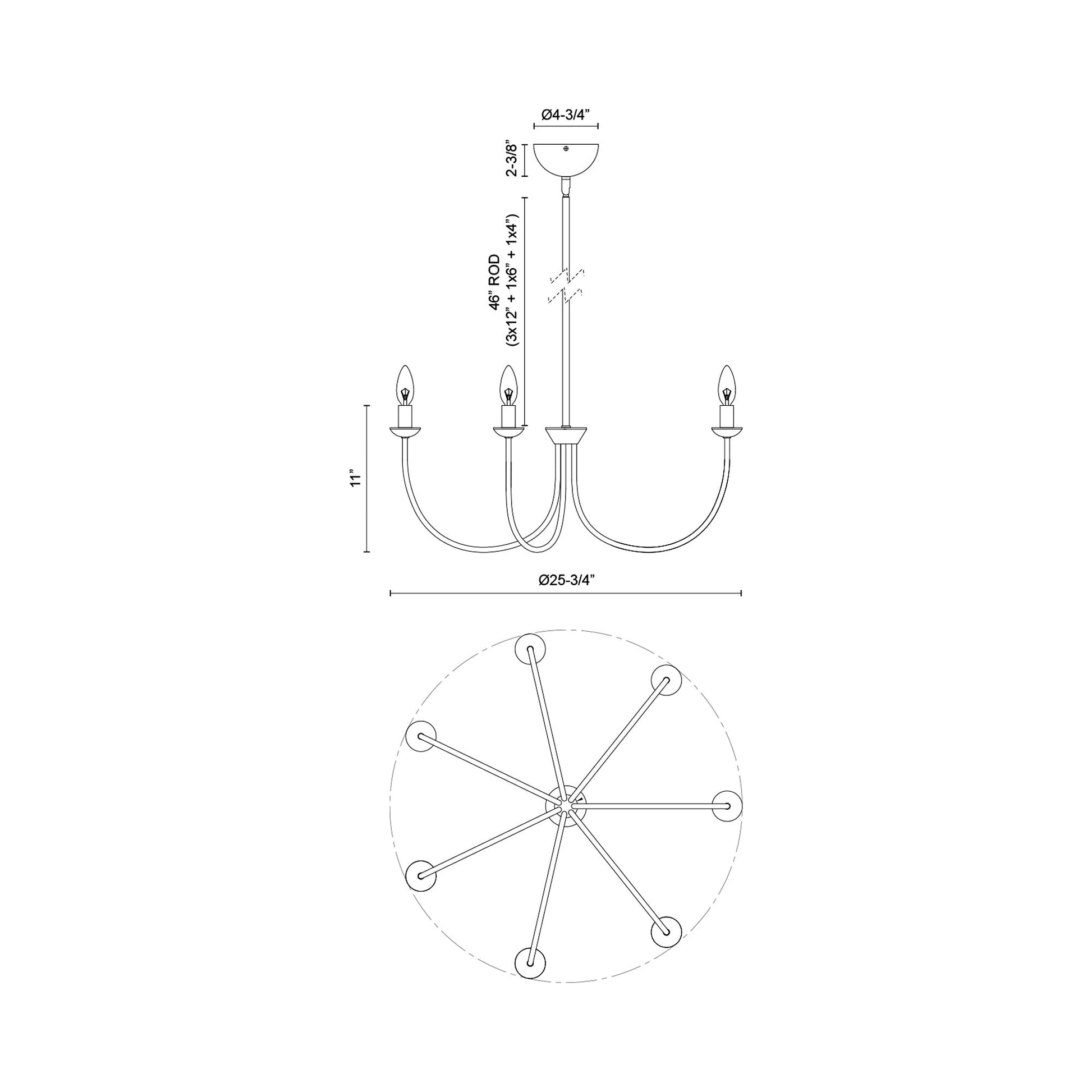 Ember Chandelier - line drawing.