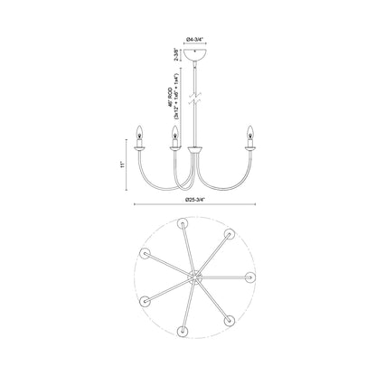 Ember Chandelier - line drawing.