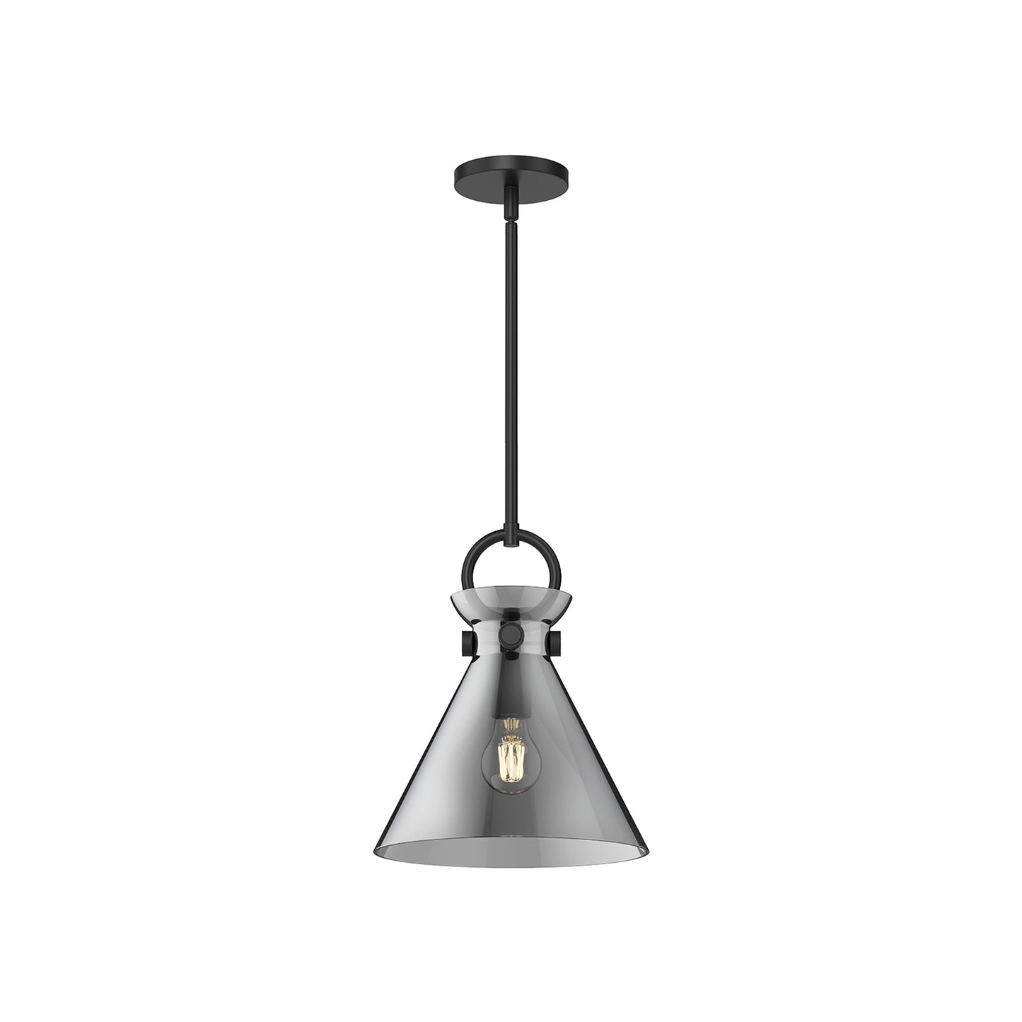 Emerson Pendant Light in Matte Black/Smoked Glass (Small).
