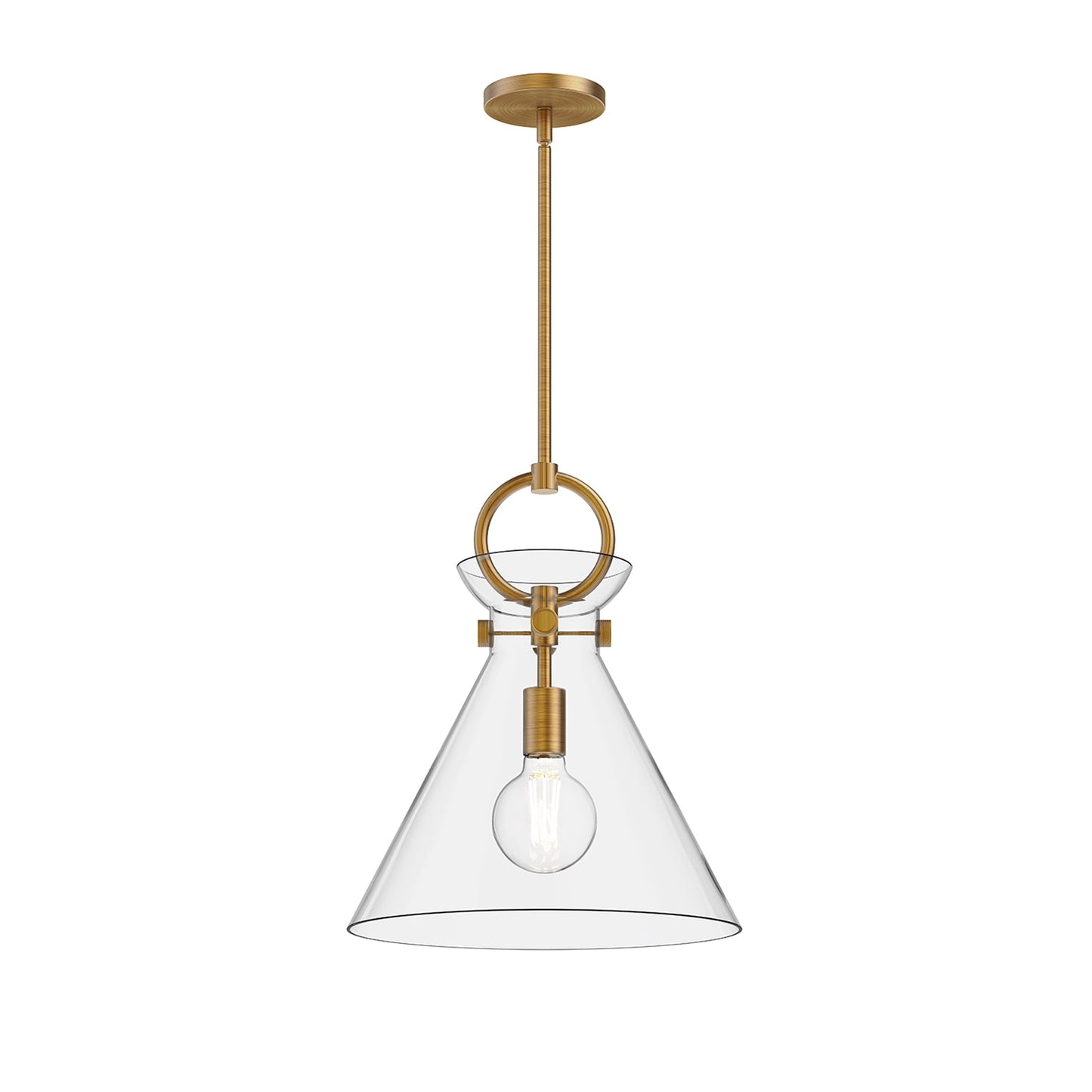 Emerson Pendant Light in Aged Gold/Clear Glass (Medium).