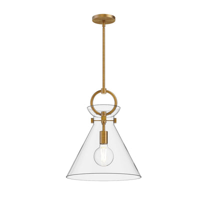 Emerson Pendant Light in Aged Gold/Clear Glass (Medium).