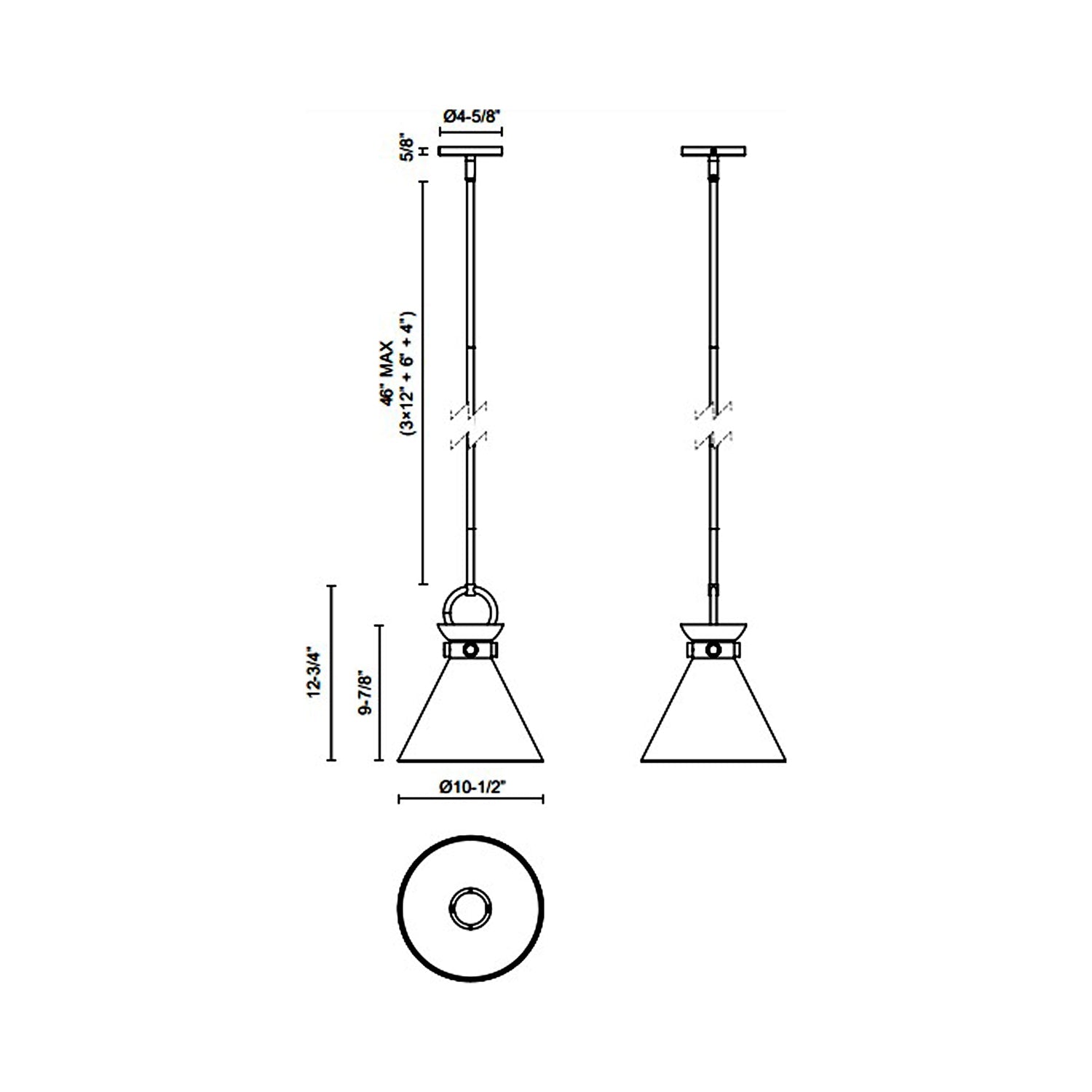 Emerson Pendant Light - line drawing.