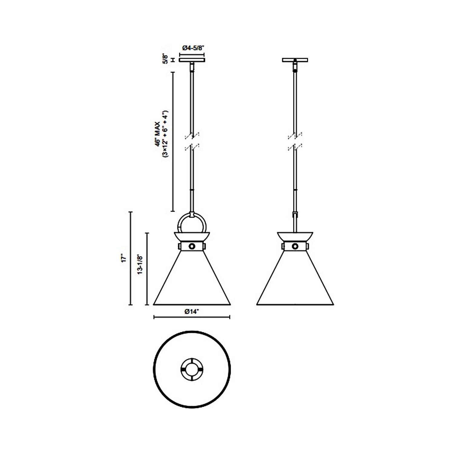 Emerson Pendant Light - line drawing.