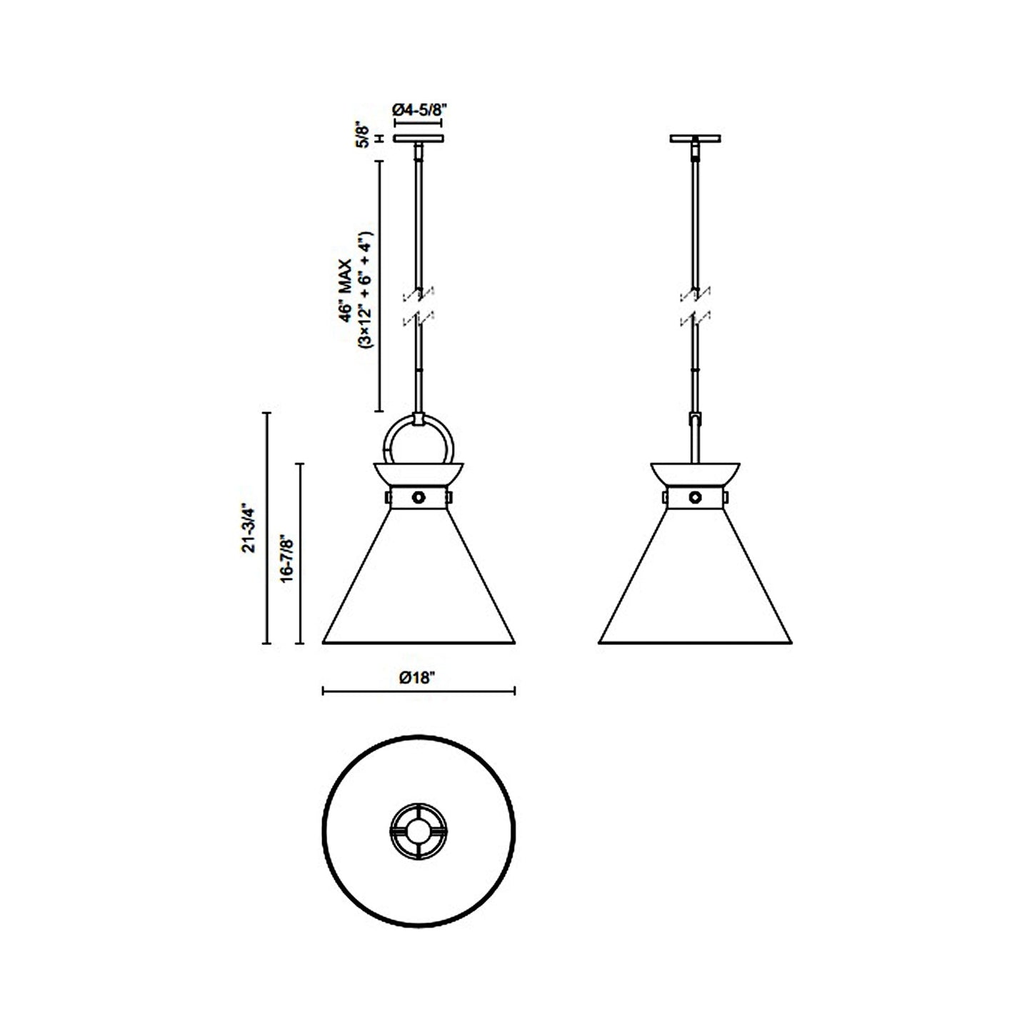 Emerson Pendant Light - line drawing.