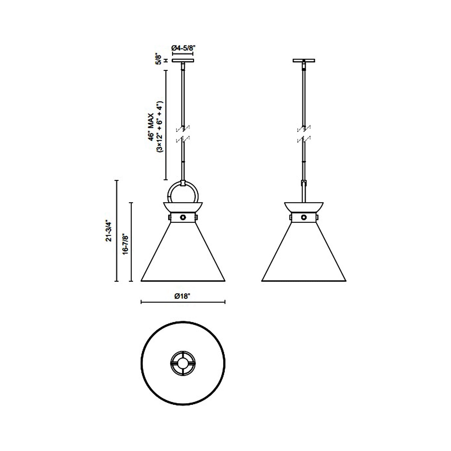 Emerson Pendant Light - line drawing.