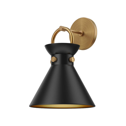 Emerson Vanity Wall Light in Aged Gold/Matte Black.