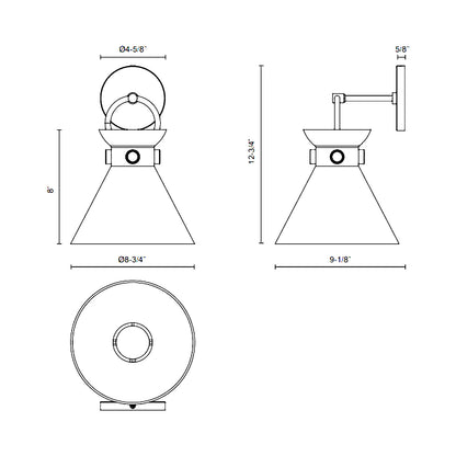 Emerson Vanity Wall Light - line drawing.