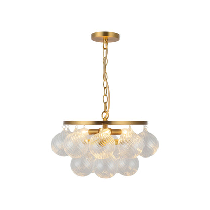 Faye Chandelier in Brushed Gold/Clear Ribbed Glass (17.75-Inch).