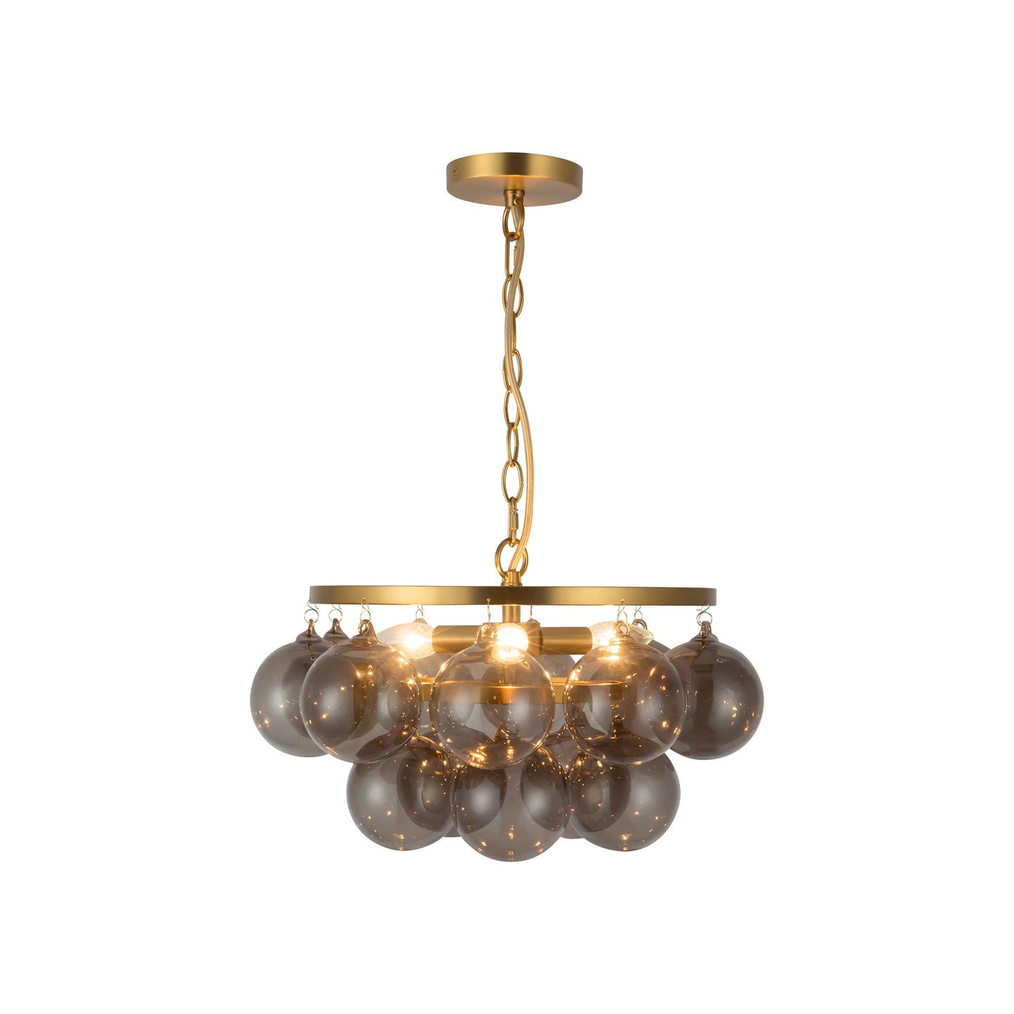 Faye Chandelier in Brushed Gold/Smoked Glass (17.75-Inch).