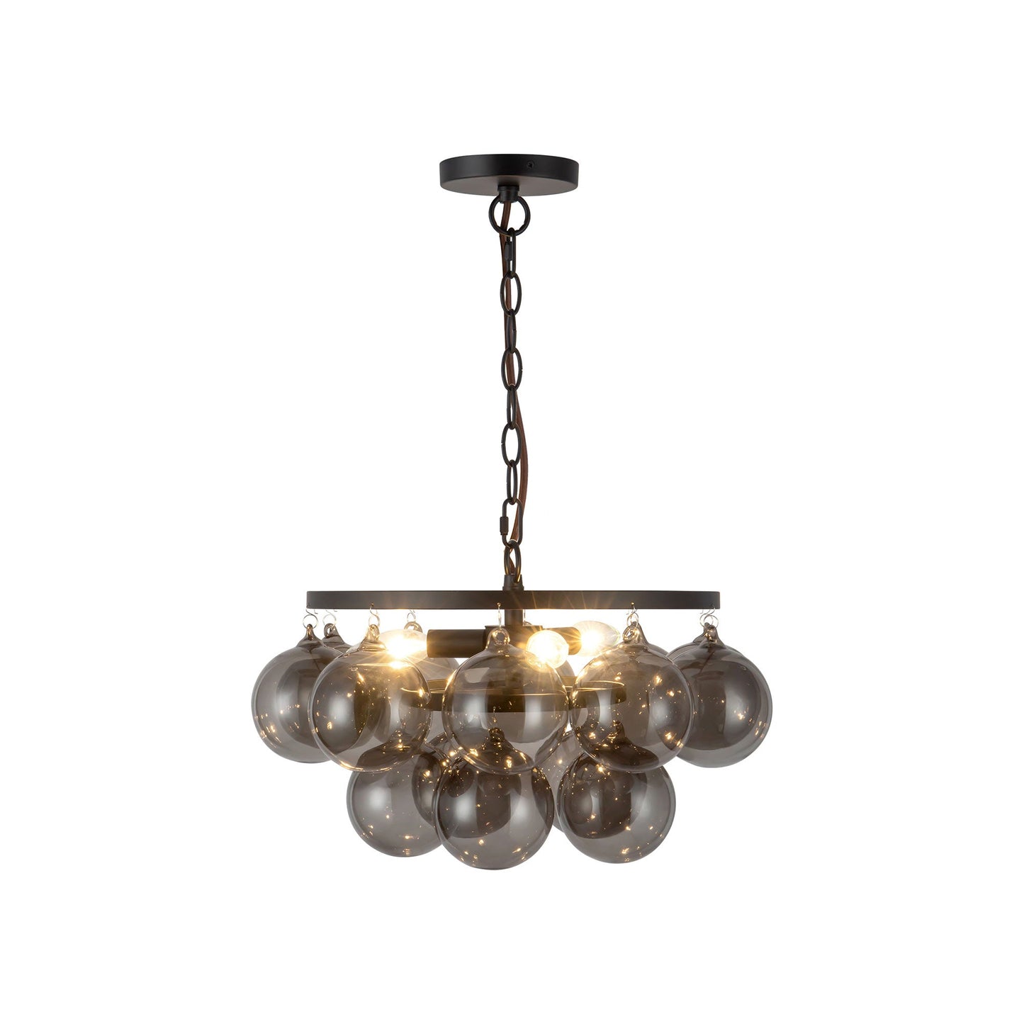 Faye Chandelier in Matte Black/Smoked Glass (17.75-Inch).