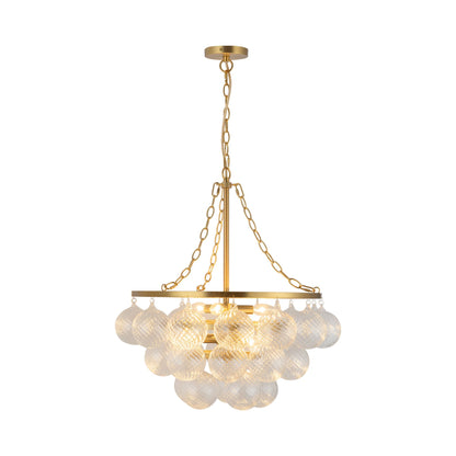 Faye Chandelier in Brushed Gold/Clear Ribbed Glass (24.13-Inch).