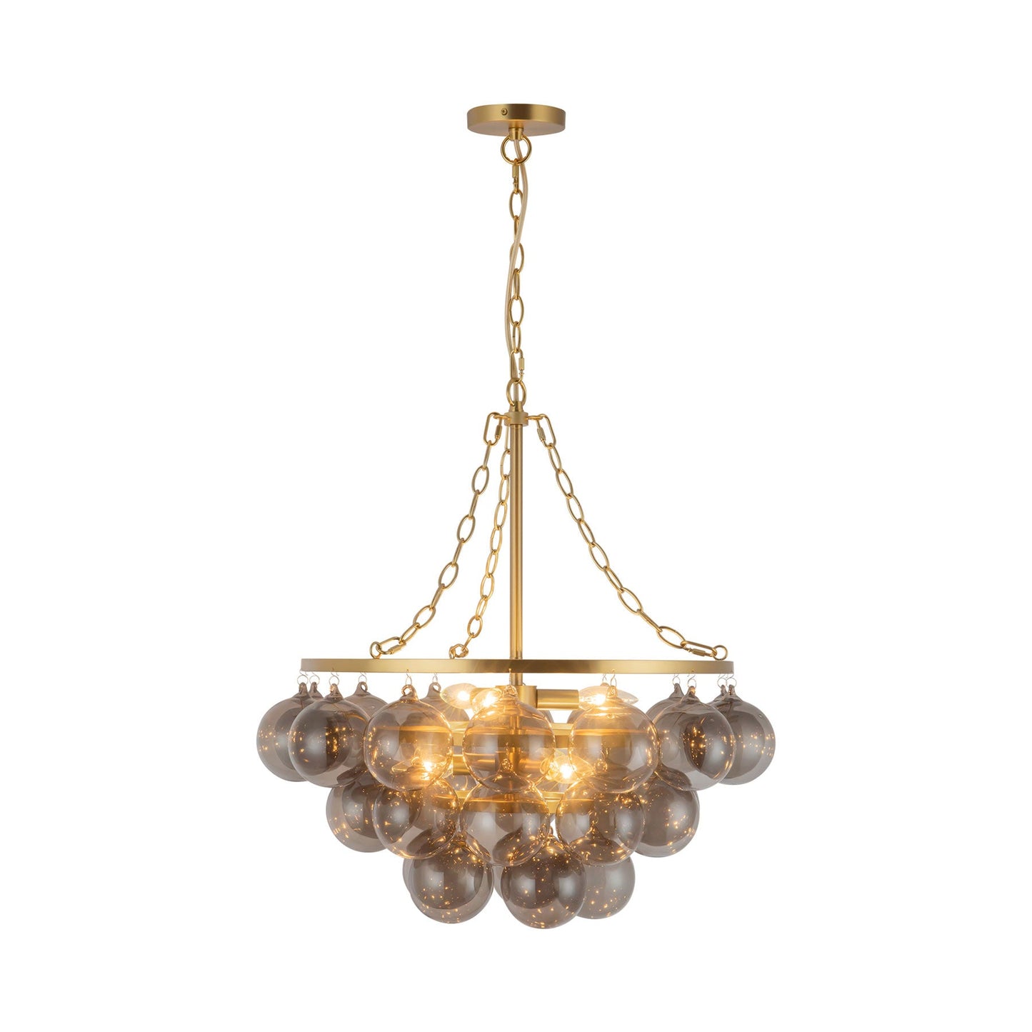 Faye Chandelier in Brushed Gold/Smoked Glass (24.13-Inch).