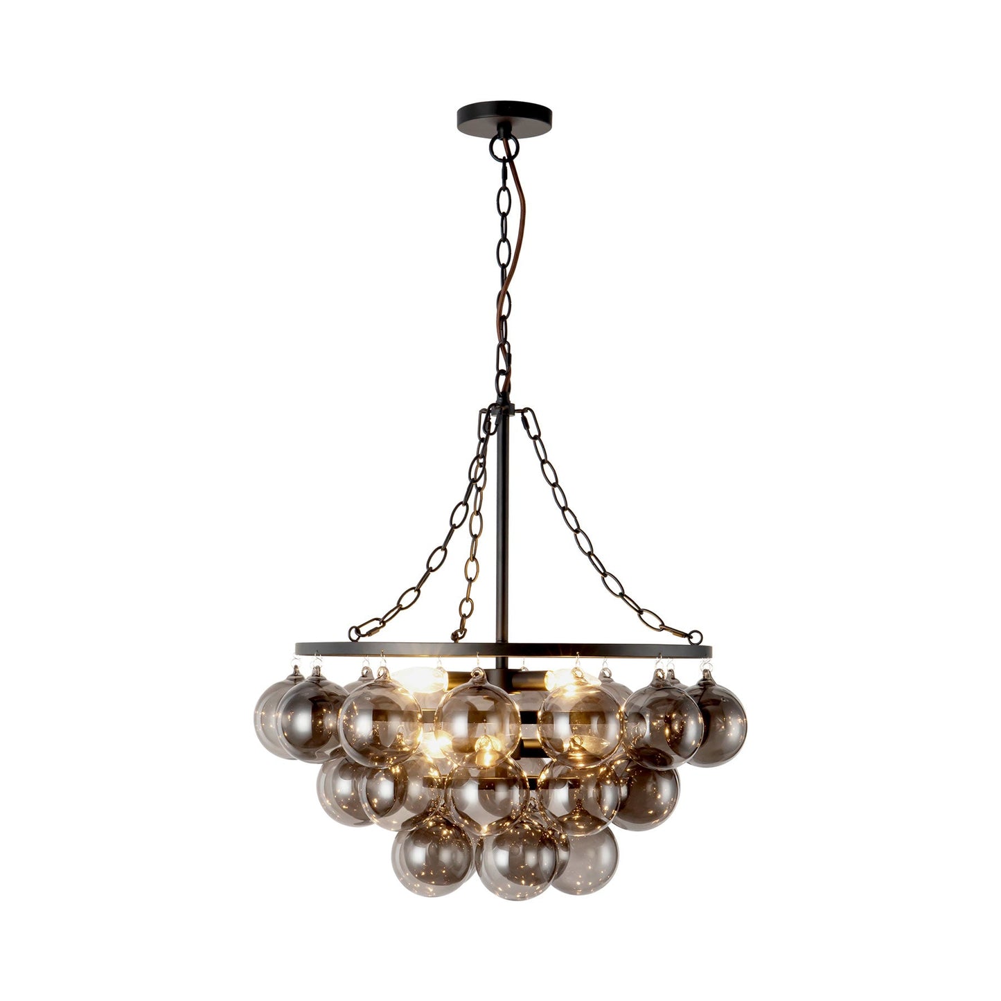 Faye Chandelier in Matte Black/Smoked Glass (24.13-Inch).