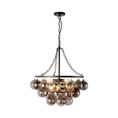 Faye Chandelier in Matte Black/Smoked Glass (24.13-Inch).