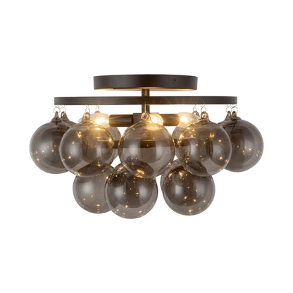 Faye Semi Flush Mount Ceiling Light in Matte Black/Smoked Glass.