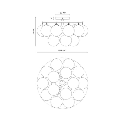 Faye Semi Flush Mount Ceiling Light - line drawing.