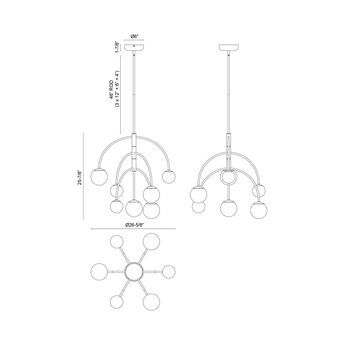 Fiona Chandelier - line drawing.