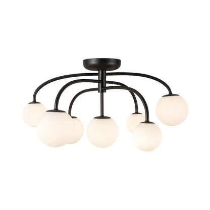 Fiona Semi Flush Mount Ceiling Light in Matte Black (7-Light).