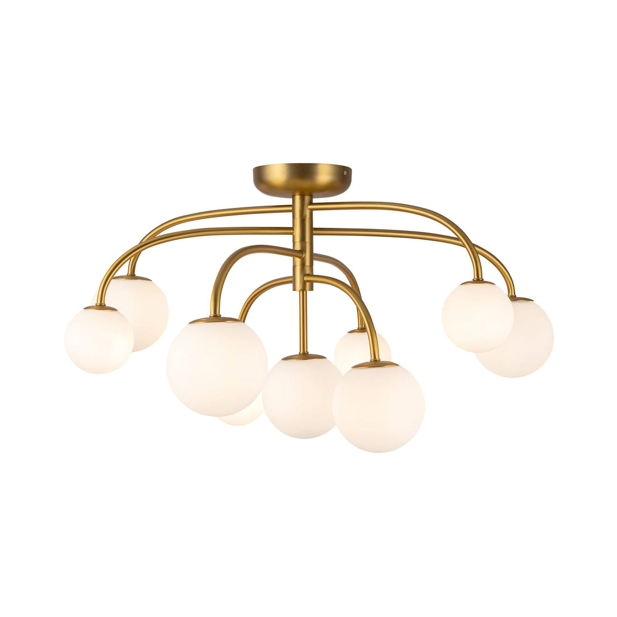 Fiona Semi Flush Mount Ceiling Light in Brushed Gold (9-Light).