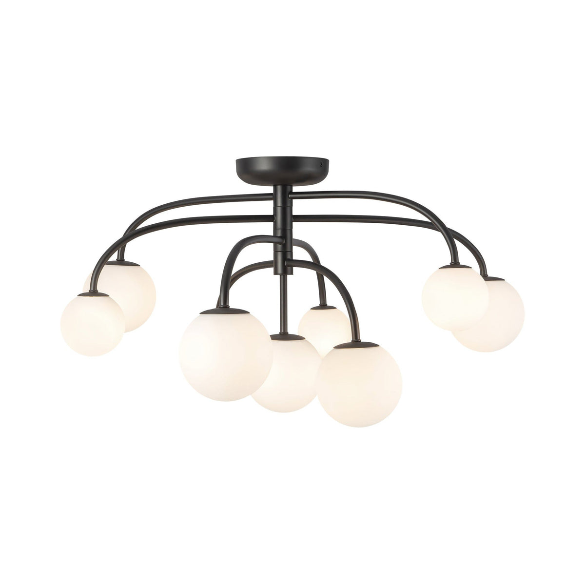 Fiona Semi Flush Mount Ceiling Light in Matte Black (9-Light).