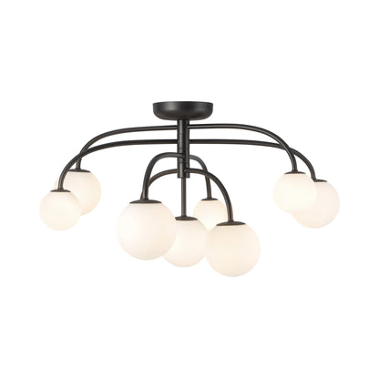 Fiona Semi Flush Mount Ceiling Light in Matte Black (9-Light).