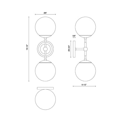 Fiore Bath Wall Light - line drawing.
