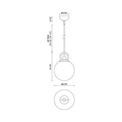 Fiore Pendant Light - line drawing.