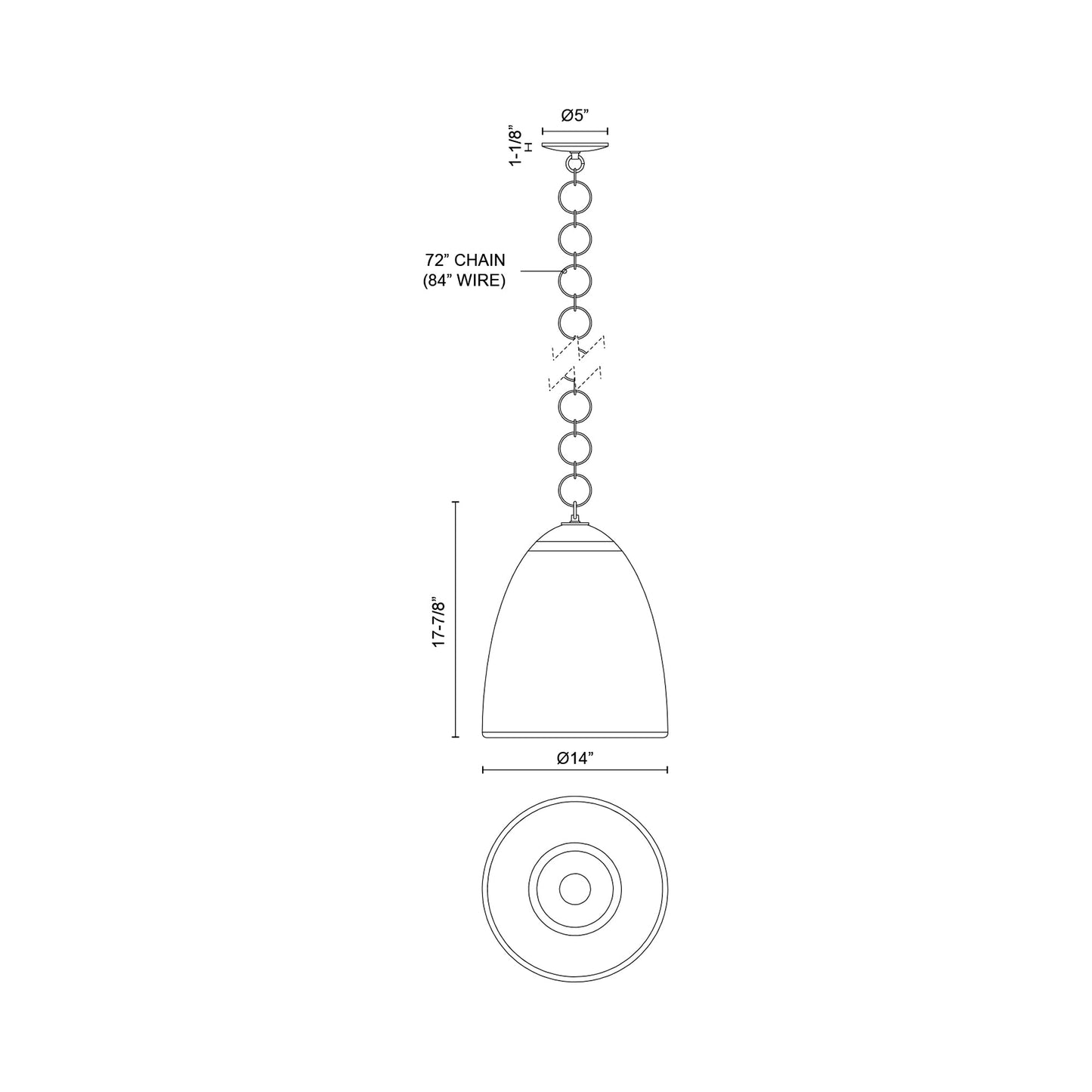 Grant Pendant Light - line drawing.